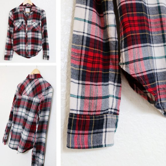 Abercrombie & Fitch Women's Plaid Checker Button Up Long Sleeve Flannel Shirt XS - Picture 10 of 14